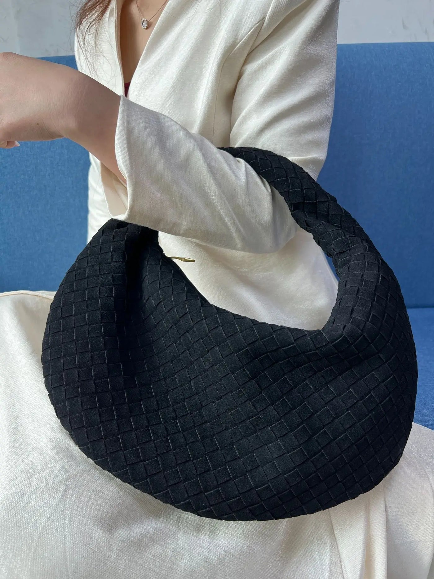 New woven bag high-end western-style casual armpit bag women's single shoulder handbag large dumpling bag hand-held bag