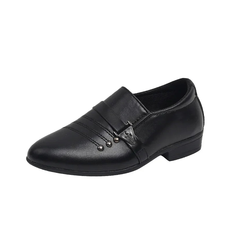 Spring Autumn Boy Leather Shoe Fashion Causal Children's Slip-on Loafers Versatile Kids Formal Students Performance Black Shoes