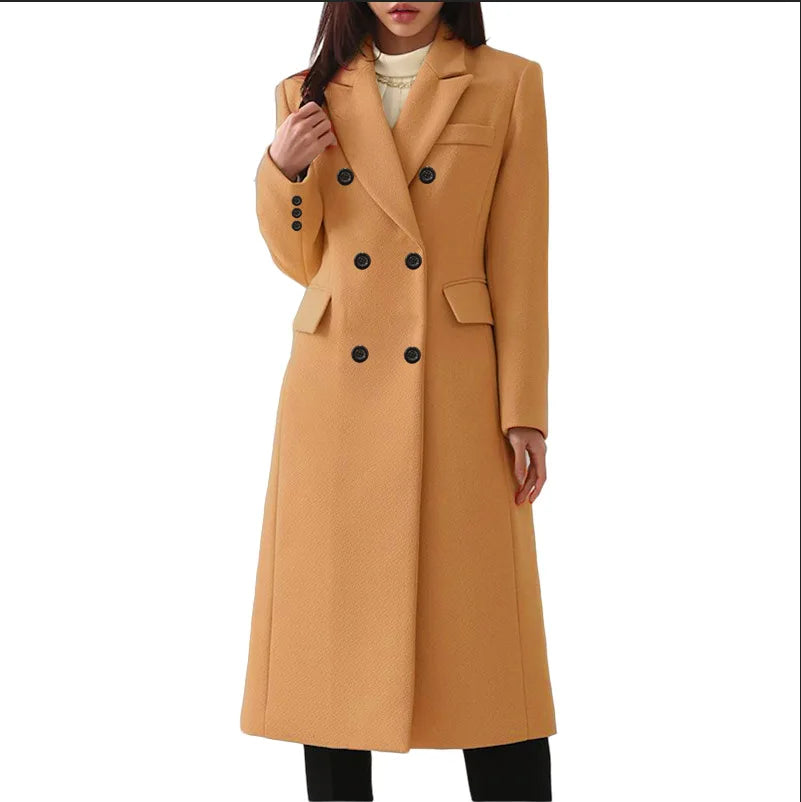 Fashion new women's autumn winter Europe and the United States long plus size woolen women's coat woolen coat women's trend