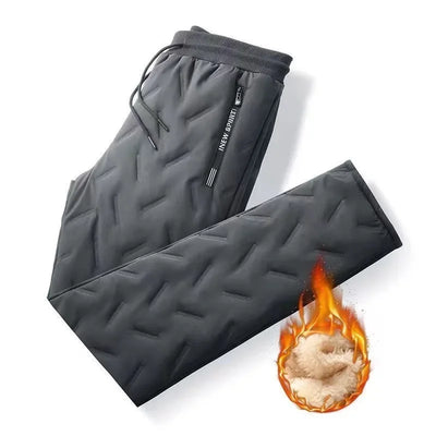 Men's Cotton Quilted Trousers Winter Fleece-Lined And Thickened Casual Fashionable Loose-Fit Plus Size Ankle-Length Straight-Leg