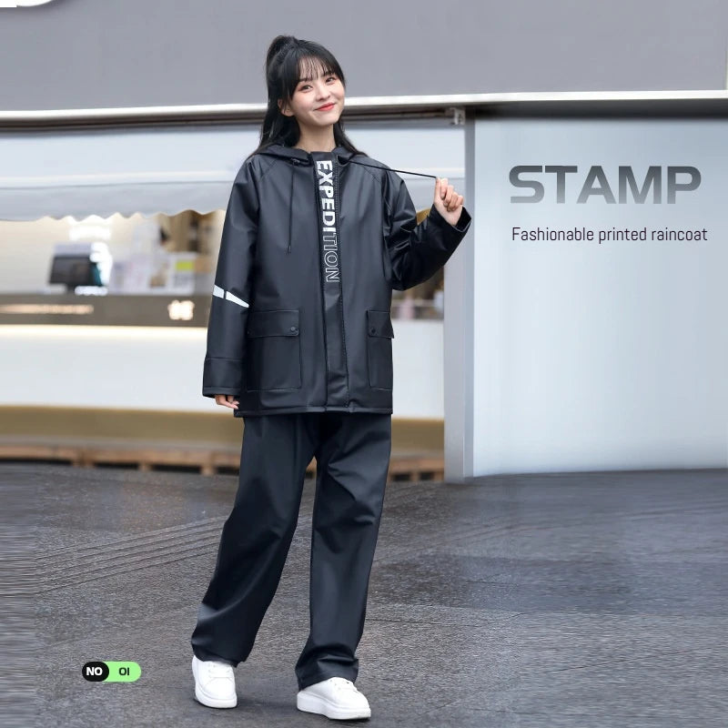 1 Set Split raincoat rain pants suit Full body rainstorm proof take away waterproof suit Reflective motorcycle raincoat suit