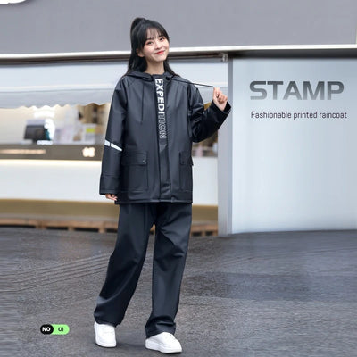 1 Set Split raincoat rain pants suit Full body rainstorm proof take away waterproof suit Reflective motorcycle raincoat suit