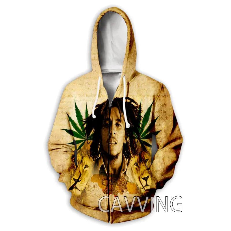New Fashion 3D Print BOB MARLEY  Zipper Hoodies Zip Up Hooded Sweatshirts Harajuku Hoodie Hip Hop Sweatshirts  H02