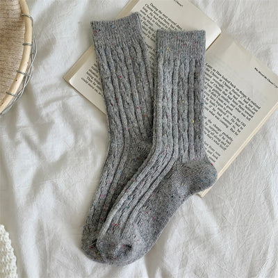 Women's Socks Winter New Novelty Fashion Japanese Style Casual Crew Socks Warm Striped Autumn Simple Wool Socks For Girls Trendy