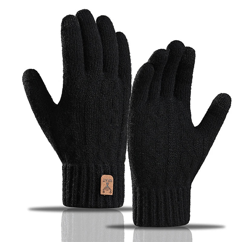 〔CC55〕1Pair Warm Gloves Autumn Winter Gloves For Men Cold-proof Warm Gloves Cycling Full Finger Touch Screen Gloves Gifts