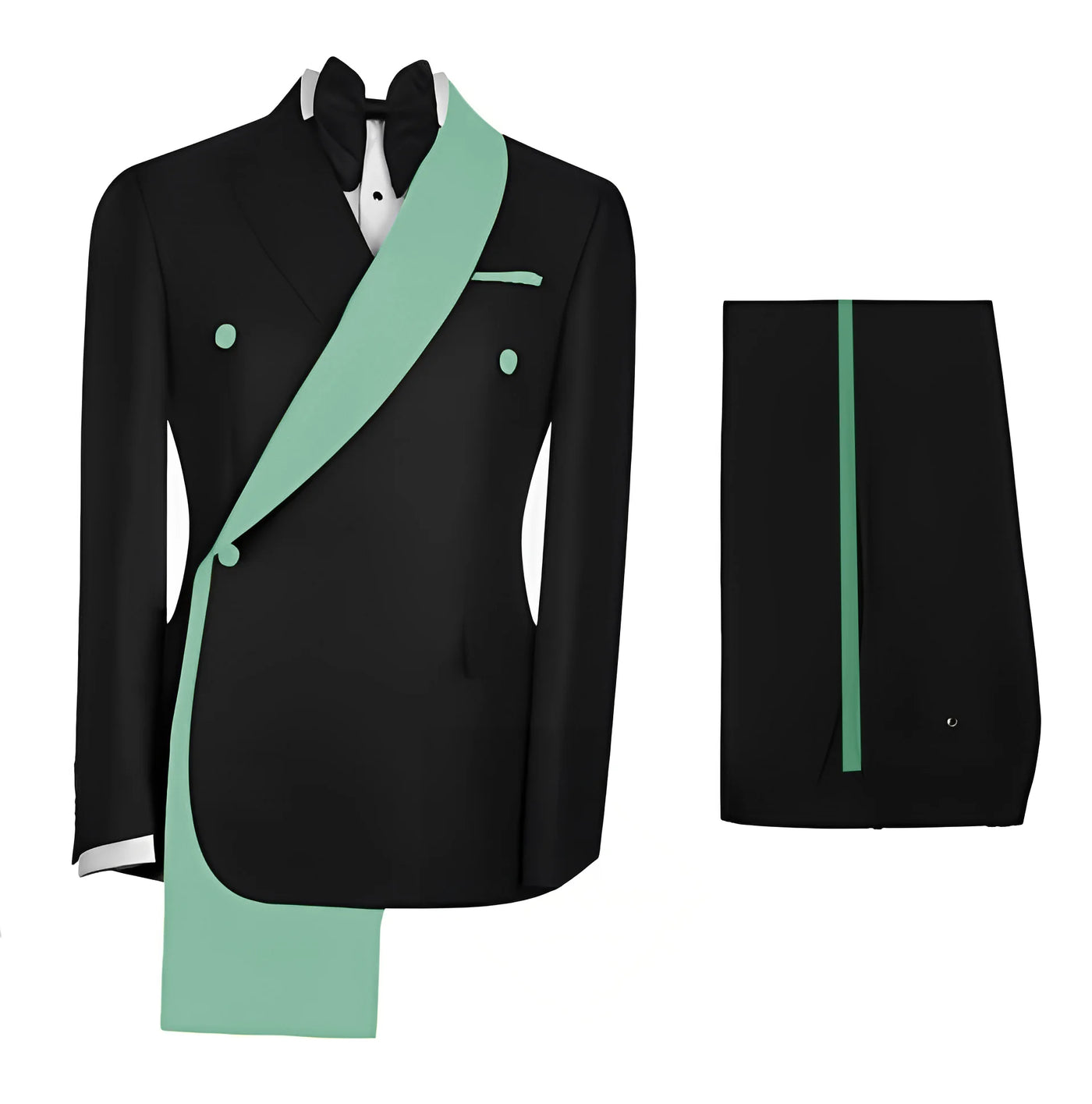 Fashionable Men's Suit 2 piece Set Black Jacket With Gold Collar Wedding Groom Tuxedo Classic Men's Tailored Blazer Pants