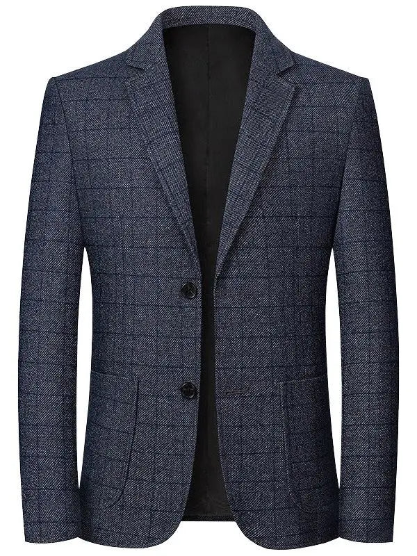 Spring Autumn Men's Plaid Blazers Smart Casual Formal Suits Jackets Coat Men Fashion Slim Fit Turn Down Collar Blazers Outerwear