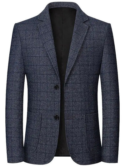 Spring Autumn Men's Plaid Blazers Smart Casual Formal Suits Jackets Coat Men Fashion Slim Fit Turn Down Collar Blazers Outerwear