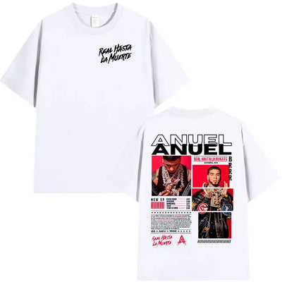 Rapper Anuel AA Real Hasta La Muerte Tour 2025 new Album T Shirts Men's Hip Hop gothic T-Shirts 100%  Short Sleeve T-Shirt