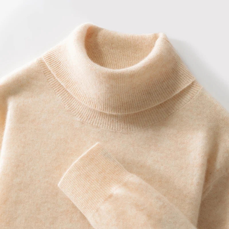 Fall/Winter 12-Needle Flat Lapel 100% Pure Wool Men's Long Sleeve Pullover Knitted Bottoming Shirt Inside