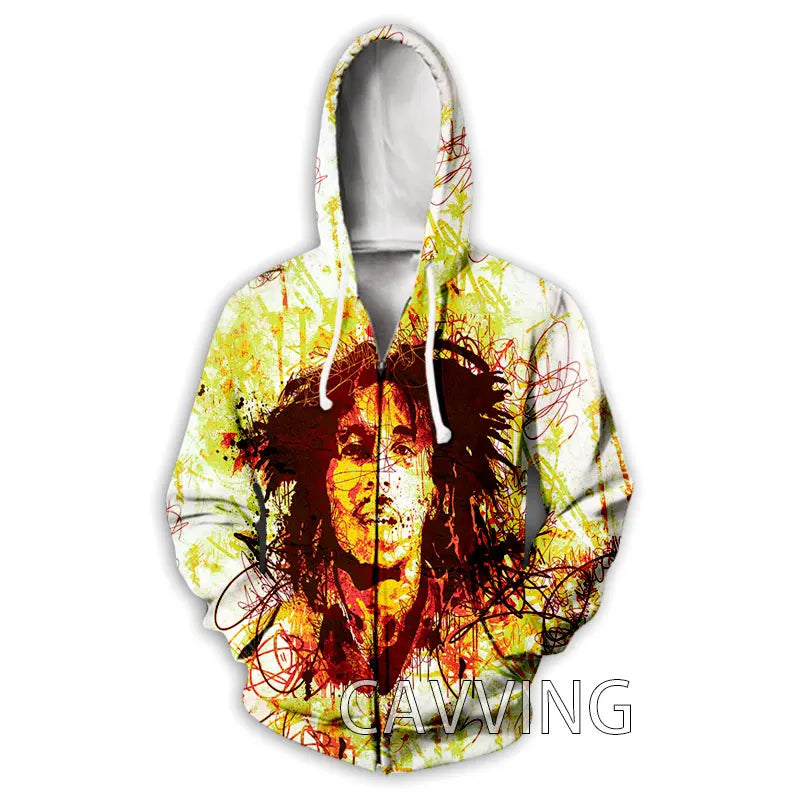 New Fashion 3D Print BOB MARLEY  Zipper Hoodies Zip Up Hooded Sweatshirts Harajuku Hoodie Hip Hop Sweatshirts  H02