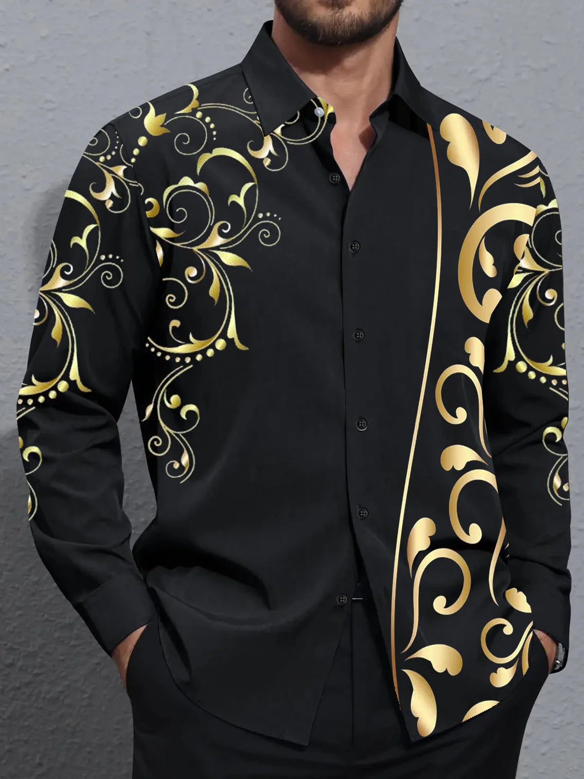 Men's shirts, button down shirts, casual shirts, spring and summer, printed long sleeves, daily, fashionable, comfortable