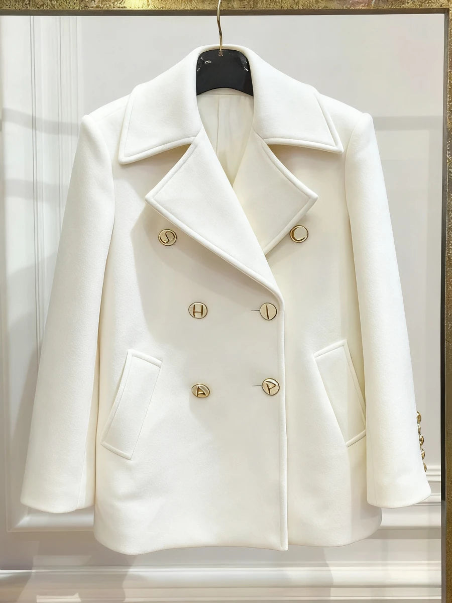 GALCAUR Solid Spliced Buttons Jacket Female Lapel Long Sleeve Loose Temperament Elegant Women's Jackets Autumn Style Fashion New