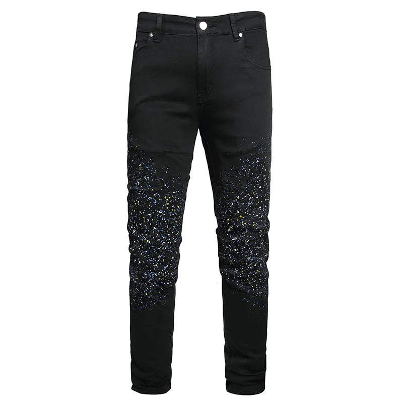 2023 New  Casual Mens Cotton Jeans Elastic Slim Skinny White Camouflage Printing Jeans Male Thin Denim Pants Vaqueros Hombre