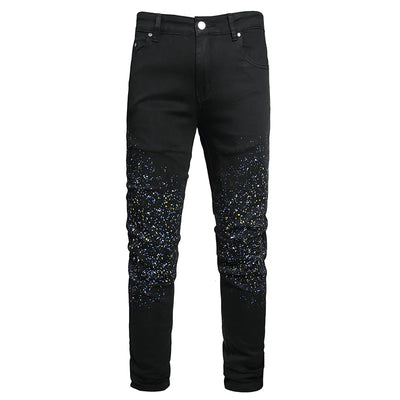 2023 New  Casual Mens Cotton Jeans Elastic Slim Skinny White Camouflage Printing Jeans Male Thin Denim Pants Vaqueros Hombre
