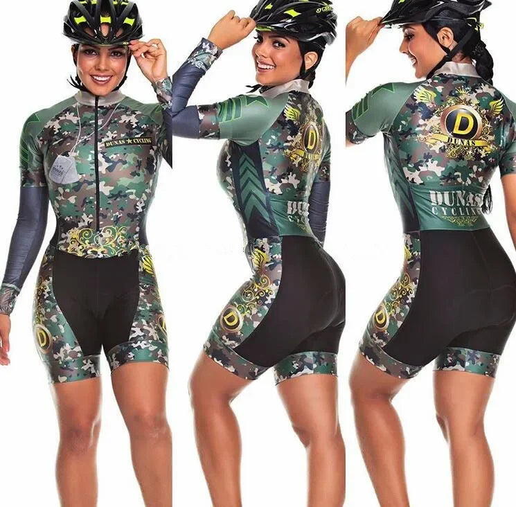 2025 Pro Team Triathlon Suit Women's Cycling Jersey Skinsuit Jumpsuit Maillot Cycling Ropa ciclismo long sleeve set gel