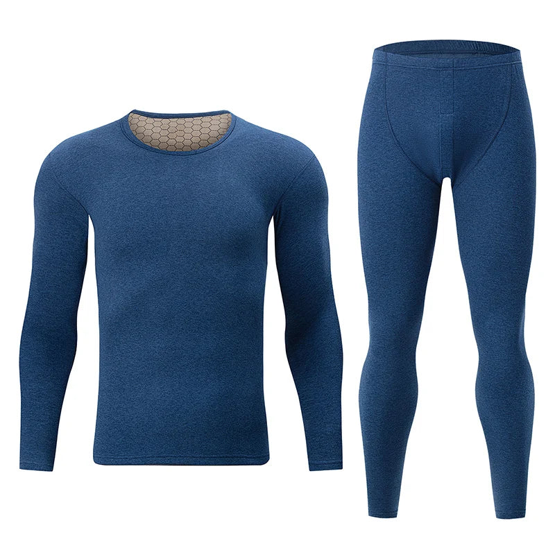2-Piece Men's Fashion Autumn Clothes And Long-sleeved Trousers Set For Teenagers' Thermal Underwear At The End Of Autumn And Win