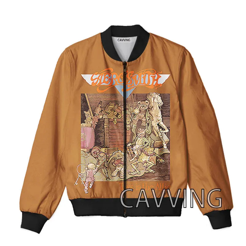 New Fashion Women/Men's 3D Print  Aerosmith Band  Zipper Bomber Jackets Men Overcoat Mens Coat Zip Up Jackets  01