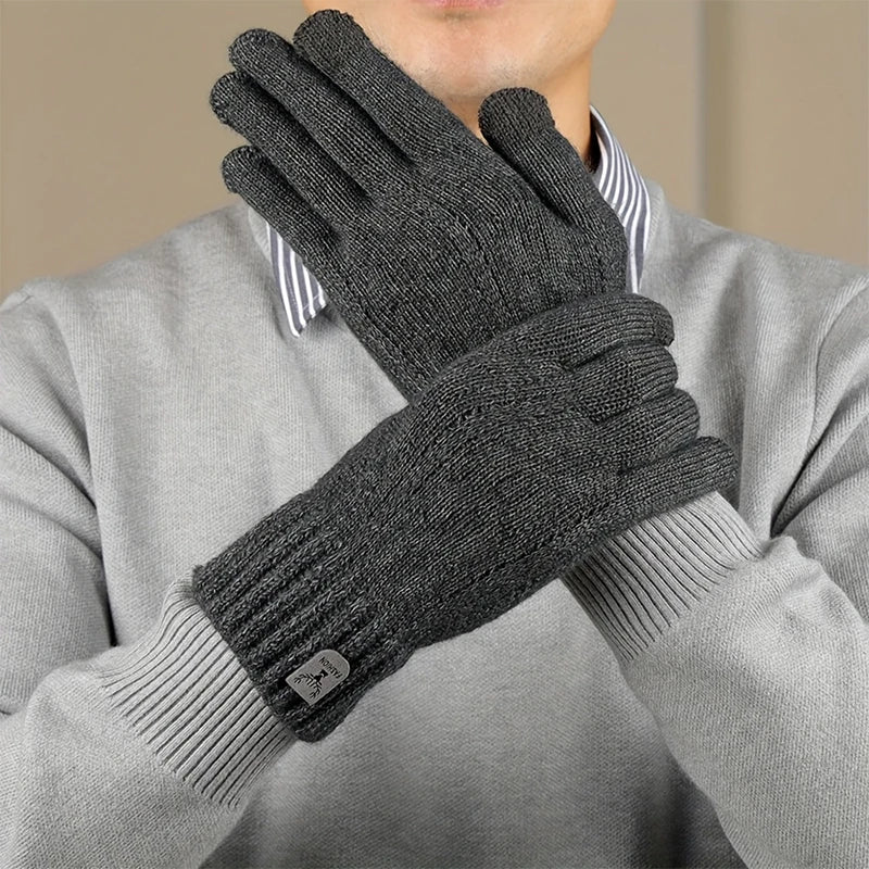 Winter Touch Screen Knitted Warm Glove Outdoor Anti Slip Cycling Driving Cold Proof Five Finger Glove Fashion Solid Glove Unisex