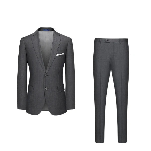 2025 Summer 70% Wool Grey Suit for Men - Premium Business Formal & Wedding Tuxedo Set, Groom's Breathable Blazer & Dress Pants