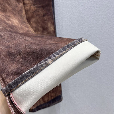 High-quality women's jeans new illusion print mid-rise straight-leg denim pants are trendy and loose-fitting 2591961