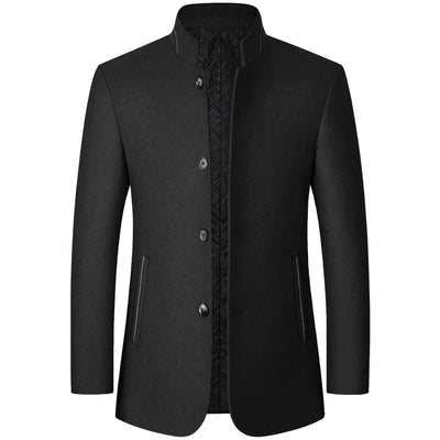 New Winter Men Cashmere Blazers Suits Jackets Woolen Blends Stand-up Collar Business Casual Suits Coats Male Slim Blazers Coats