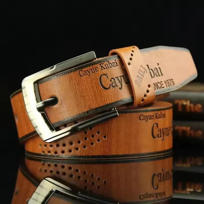 Fashion Luxury Belt For Men PU Leather Belts Metal Pin Buckle High Quality Famous Brand Designer Waist Strap Belts 110cm Length