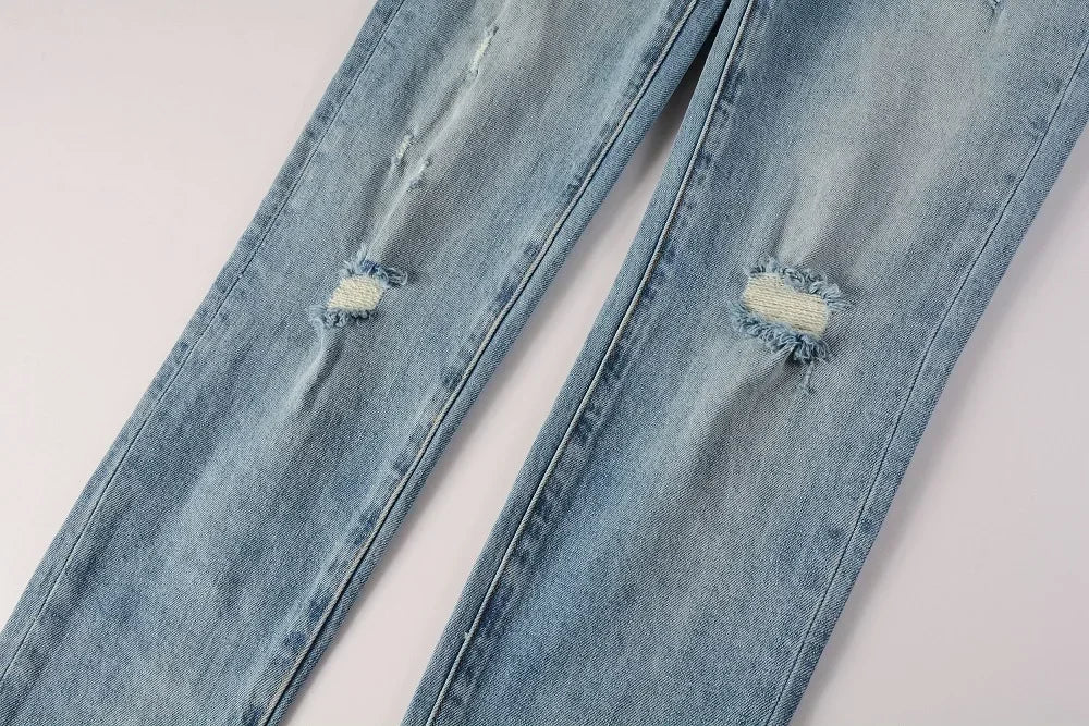 Light Blue Ripped American Jeans 9075 Brand Casual Pants