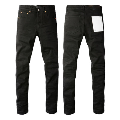 High Street Ripped Black American Jeans Paint Brand 9036 Pants for Women Fashionable Casual Torn Denim Skinnies