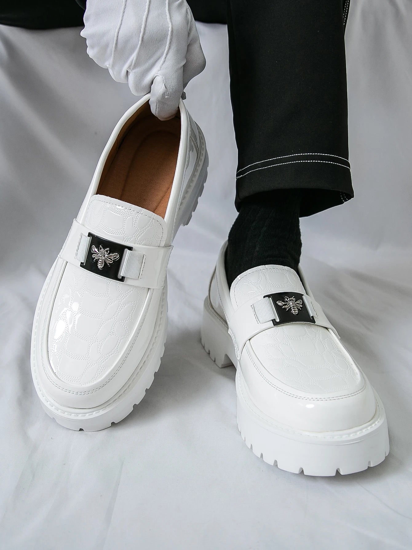 2025 Men's Round Toe Thick Soled Light Luxury Leather Shoes Loafers Non Slip Comfort Fashio Business Office Formal Dress Shoes