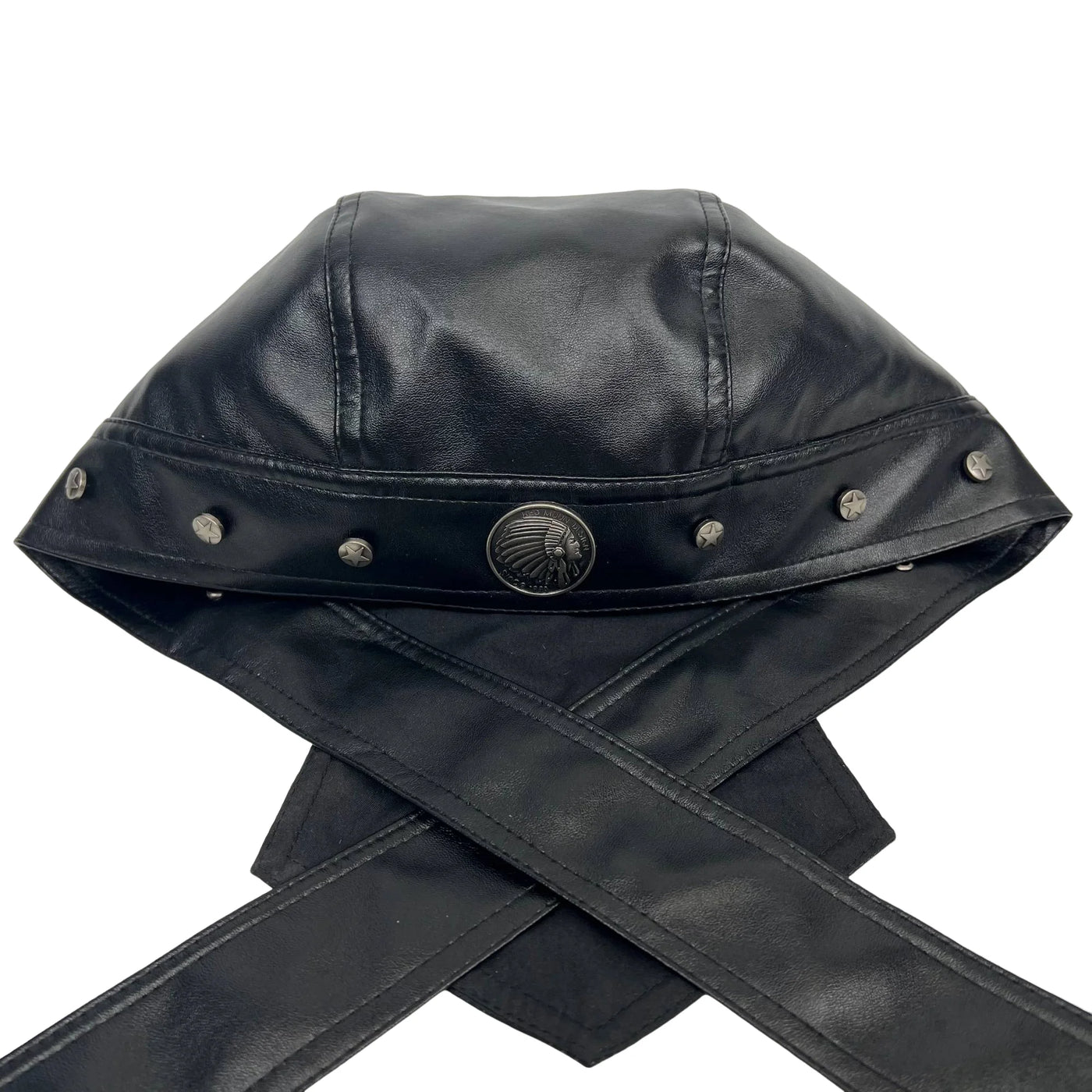 Black Leather Skull Bandana Motorcycle Helmet – Edgy Halloween Gift for Urban Biker Cosplay