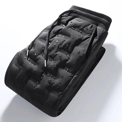 Men's Outdoor Casual down Trousers Windproof Waterproof Winter Warm Cotton Pants Dstring Waist Long Polyester Fiber