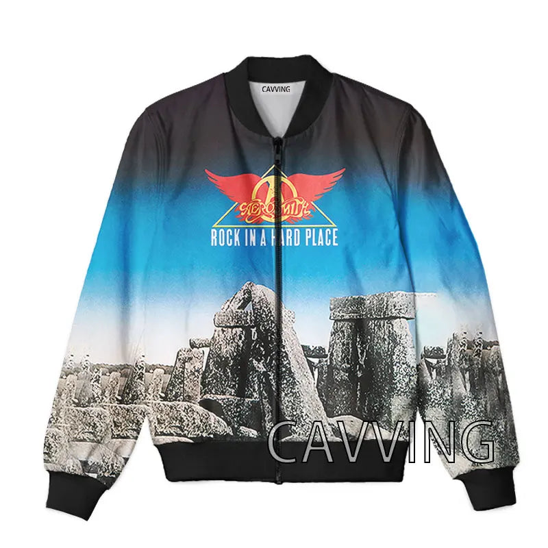 New Fashion Women/Men's 3D Print  Aerosmith Band  Zipper Bomber Jackets Men Overcoat Mens Coat Zip Up Jackets  01