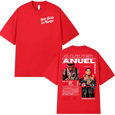 Rapper Anuel AA Real Hasta La Muerte Tour 2025 new Album T Shirts Men's Hip Hop gothic T-Shirts 100%  Short Sleeve T-Shirt