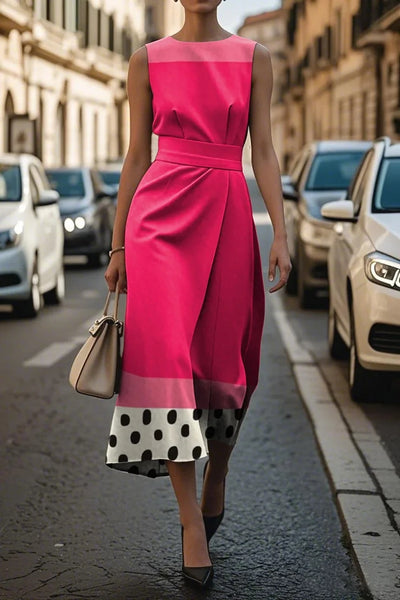 Elegant Floral Sleeveless Dress for Women Elegant Timeless Fashion Long Ankle Length Polyester Fiber Independent Station