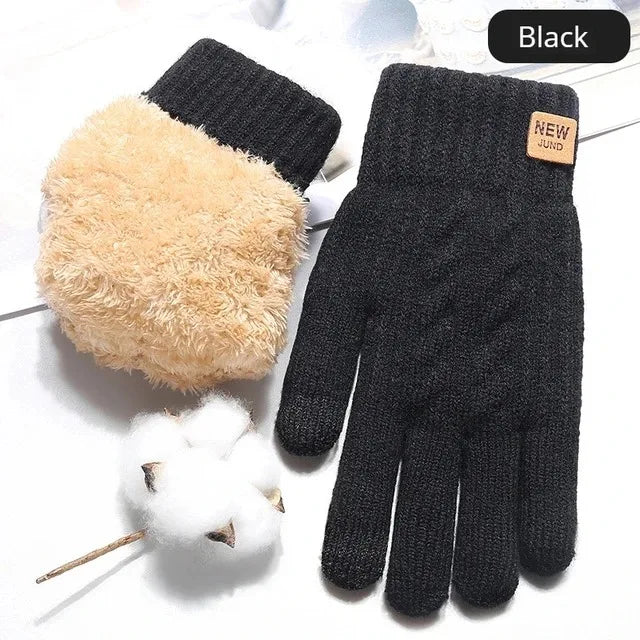 Winter Touch Screen Knitted Warm Glove Outdoor Anti Slip Cycling Driving Cold Proof Five Finger Glove Fashion Solid Glove Unisex