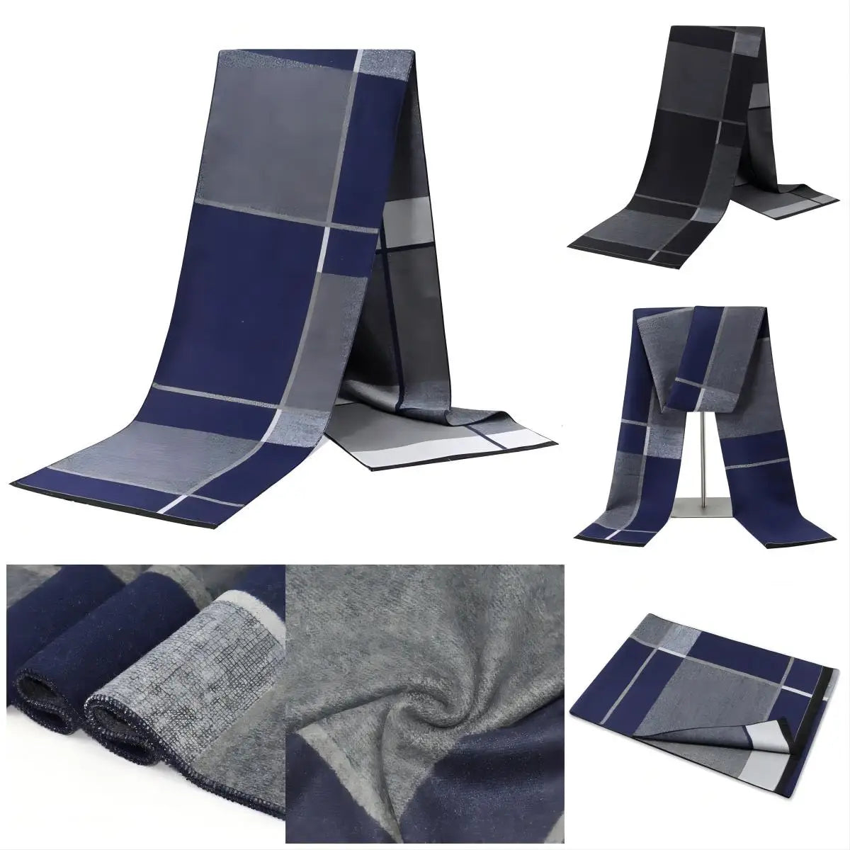 1pc Winter Scarf For Men Check Stripe Paisley Immitation Cashmere Elegant Jacquard Scarves Double Side Warm Windproof Neck Snood