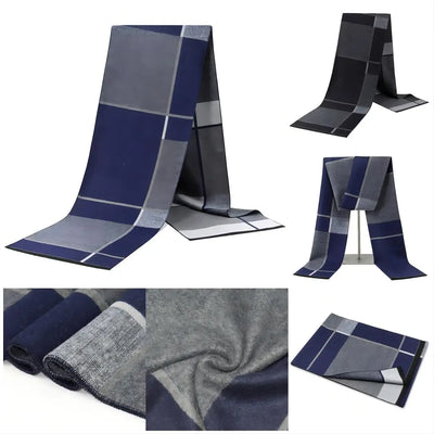 1pc Winter Scarf For Men Check Stripe Paisley Immitation Cashmere Elegant Jacquard Scarves Double Side Warm Windproof Neck Snood