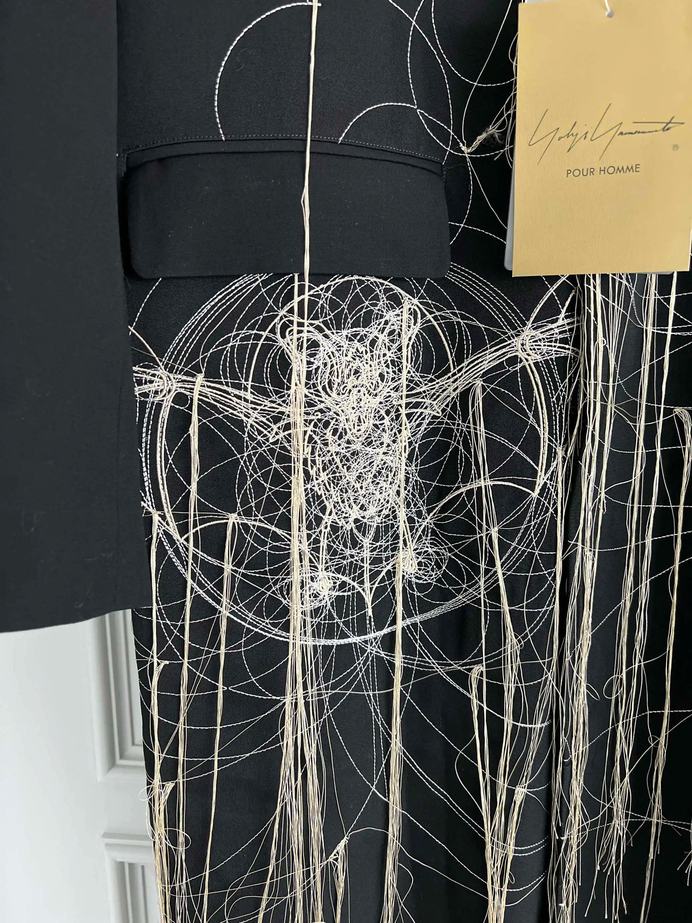 TOP-YAMAMOTO original design black wool embroidered coat