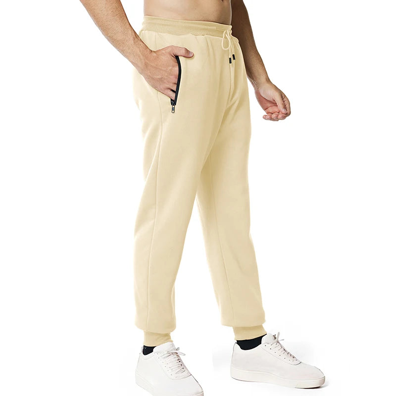 New Sweatpants Side Zipper Pockets Men Joggers Track Pants Elastic Waist Sport Casual Trousers Baggy Fitness Gym Clothing