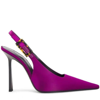 Yang Forest High Heels Spring New Purple Pointed Toe Thin Heel Sandals Women's Casual Synthetic Material round Toe Shoes