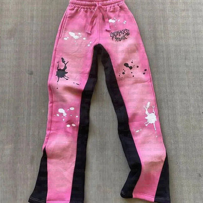 Y2K Streetwear Sweatpants Men Women Harajuku Hip Hop Letter Pattern Print Casual Pants Black Drawstring Trousers