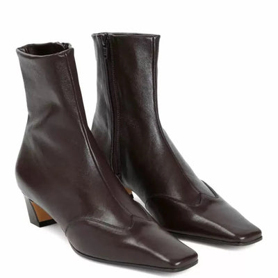 Square Toe Snake Pattern Ankle Boots Chunky Heels Side Zipper Boots Designer Booties Women's High Increase Shoes Botas Mujer