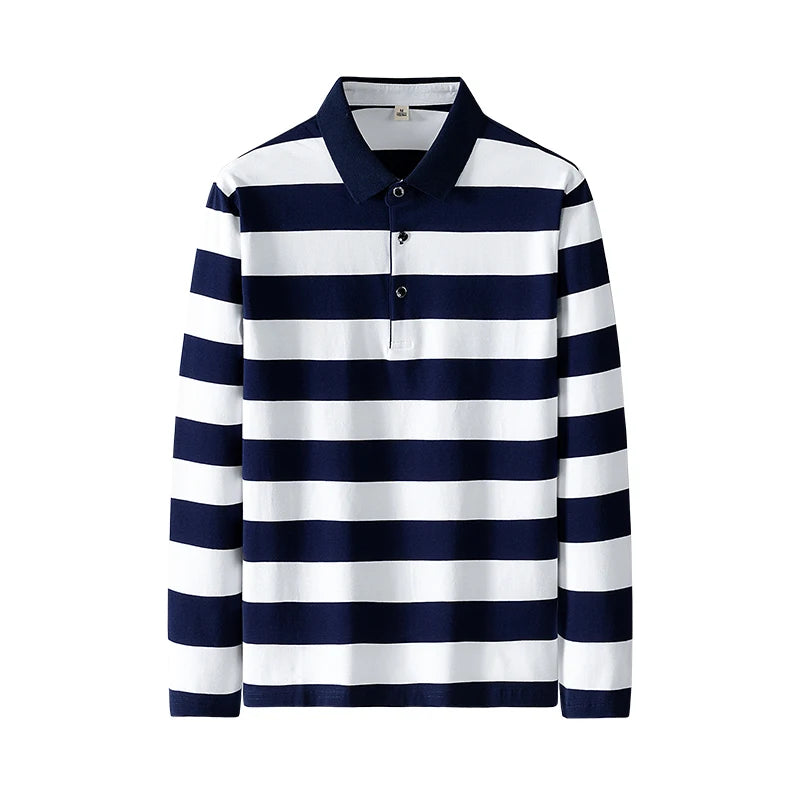 Spring Men Polo Shirt Cotton Long Sleeve Stripe Polo Shirt Men Autumn Embroidery Casual Fashion Polo Shirt Business T-shirts Men