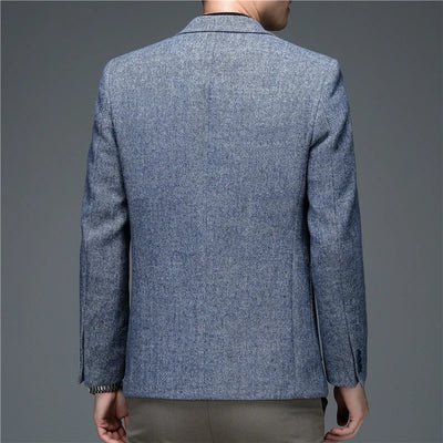 2024 Autumn and Winter New Top Quality Sheep Wool Fashion Business  Blazers JacketsClassic Menswear Casual Gray Blue Blazer