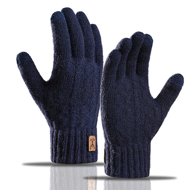 〔CC55〕1Pair Warm Gloves Autumn Winter Gloves For Men Cold-proof Warm Gloves Cycling Full Finger Touch Screen Gloves Gifts