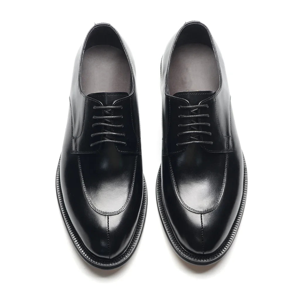 Classic Italian Luxury Brand Men's Elegant Black Dress Shoes Authentic Genuine Leather Lace Up Oxfords Business Social Footwear