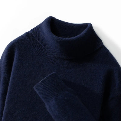 Fall/Winter 12-Needle Flat Lapel 100% Pure Wool Men's Long Sleeve Pullover Knitted Bottoming Shirt Inside