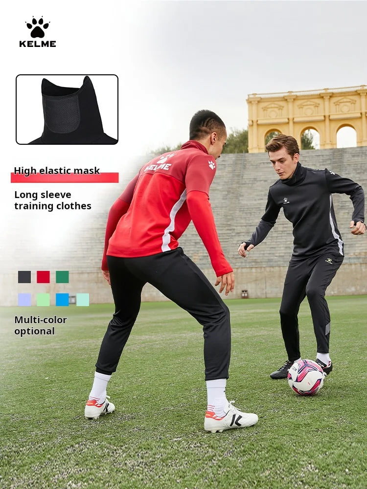 Kelme Football Training Hoodie Long Sleeve Customizable Sportswear Elastic Cold Mask Top Outdoor Warm Hoodie