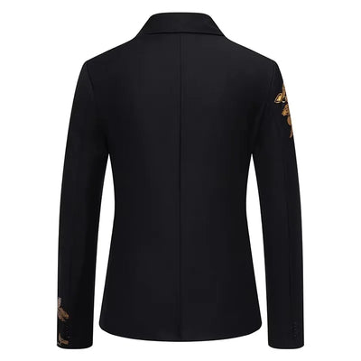 Gold Floral Print Blazer Suits Wedding One Button Men's Formal African Evening Jacket Coat Lapel Collar Notched Prom Bridegroom